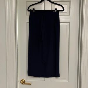 Navy Paperbag Waist Skirt with Tie